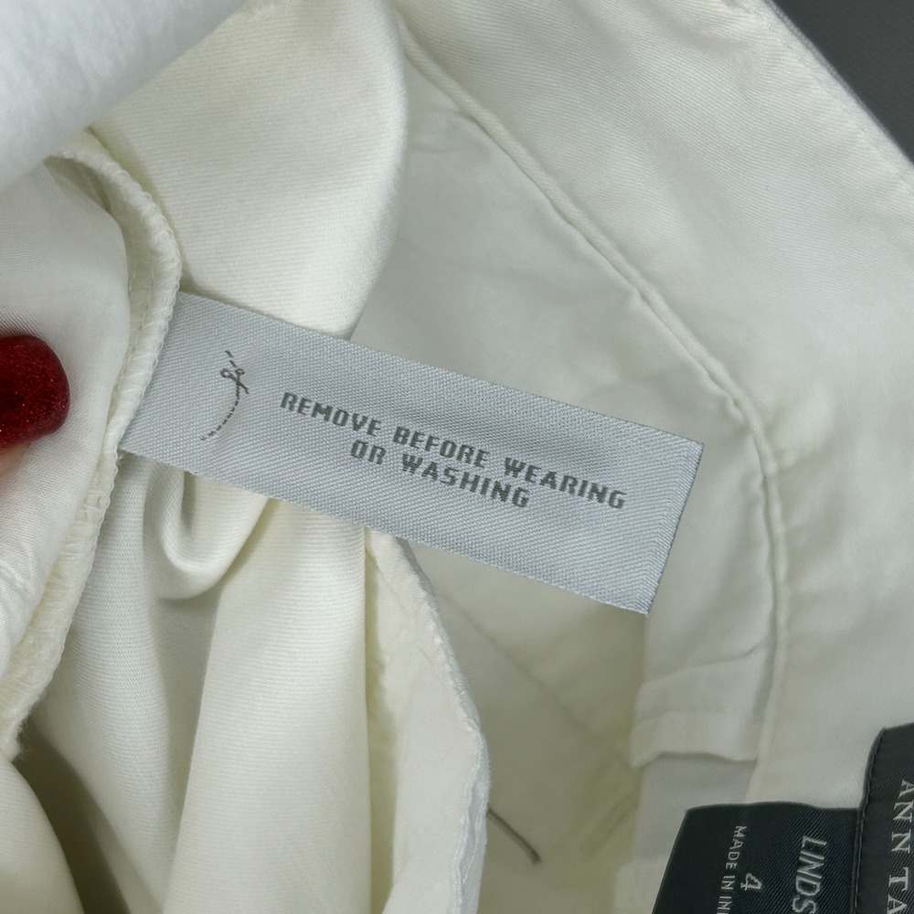Ann Taylor Lindsay White Flare Pants Women 4 Cotton Blend Office Casual NWOT - Picture 7 of 10